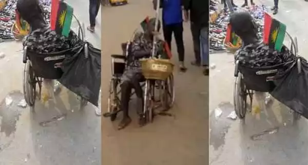 Photos: Yet Another Physically Challenged Man Wears Camouflage And Stations Him Self At Location Where The First One Was Assaulted
